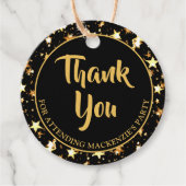 誕生日サンキューブラック金ゴールドスターメッセージカード フェイバータグ (正面)