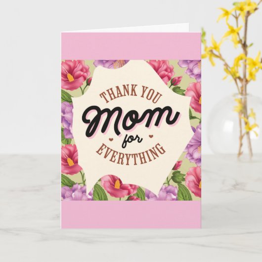 誕生日サンキューママピンクフローラカード カード (黄色い花)