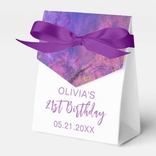 誕生日サンキューモダンピンクパープルお願いボックス フェイバーボックス (正面サイド)