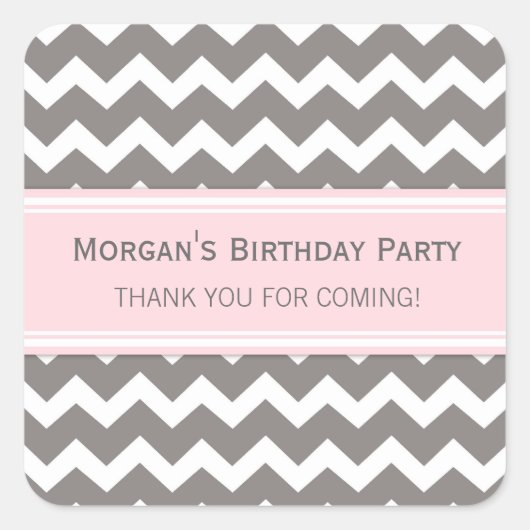 誕生日サンキューユー名前をカスタムするメッセージカードグレー スクエアシール (正面)