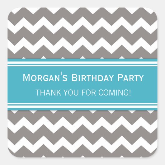 誕生日サンキューユー名前をカスタムするメッセージカードティール（緑がかった色） スクエアシール (正面)