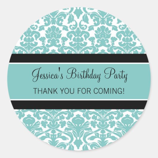 誕生日サンキューユー名前をカスタムするメッセージカードティール(緑がかった色) ラウンドシール (正面)