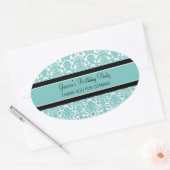 誕生日サンキューユー名前をカスタムするメッセージカードティール（緑がかった色） 楕円形シール (封筒)