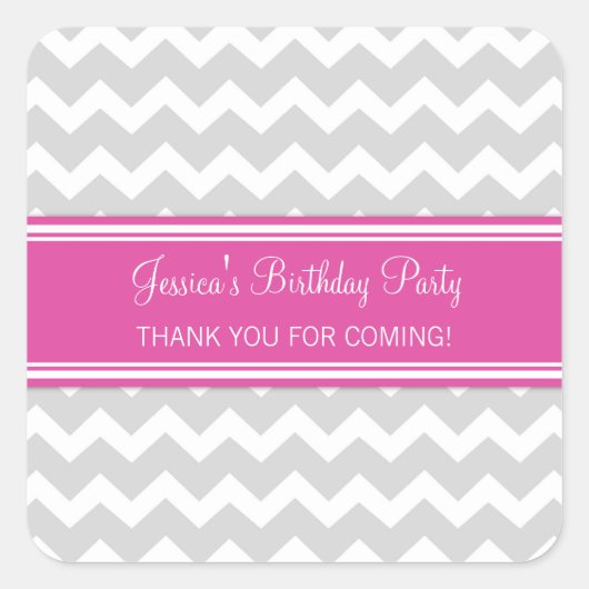 誕生日サンキューユー名前をカスタムするメッセージカードピンク スクエアシール (正面)