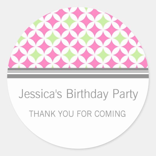 誕生日サンキューユー名前をカスタムするメッセージカードピンク ラウンドシール (正面)