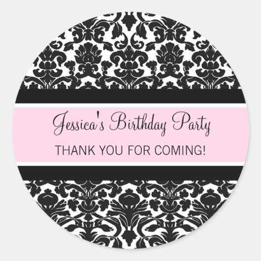 誕生日サンキューユー名前をカスタムするメッセージカードピンク ラウンドシール (正面)