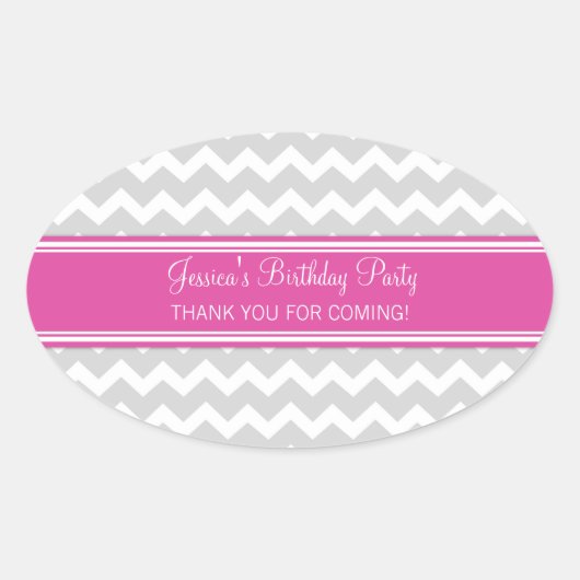 誕生日サンキューユー名前をカスタムするメッセージカードピンク 楕円形シール (正面)