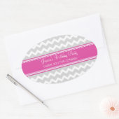 誕生日サンキューユー名前をカスタムするメッセージカードピンク 楕円形シール (封筒)