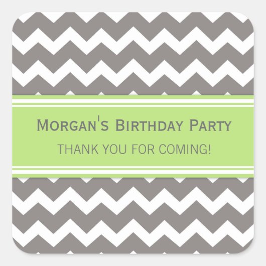 誕生日サンキューユー名前をカスタムするメッセージカードライム スクエアシール (正面)