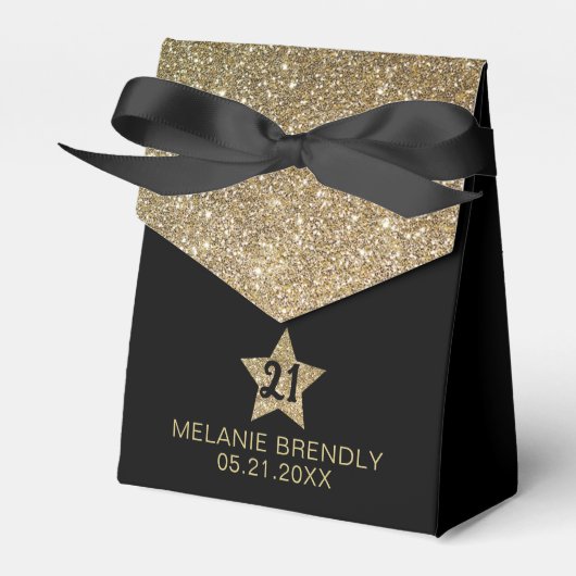 誕生日サンキュー金ゴールドグリッタースターお気に入りボックス フェイバーボックス (正面サイド)