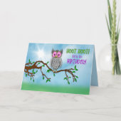 誕生日サングラスにフクロウやれフクロウ! カード (正面)