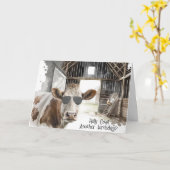 誕生日サングラス付き飛行牛 カード (黄色い花)