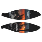 誕生日サンセット海トロピカルパームズパーソナライズ バスケットボール (パネル)