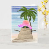 誕生日サンドスノーマンカード カード (黄色い花)