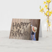 誕生日サンハットボーイ絵画ズフェンス カード (黄色い花)