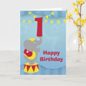 誕生日サーカスエレファントカード カード (黄色い花)