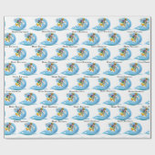 誕生日サーファーオンブルーウェーブ ラッピングペーパー (フラット)