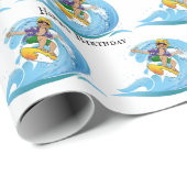 誕生日サーファーオンブルーウェーブ ラッピングペーパー (ロールコーナー)