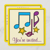 誕生日シアター、ミュージカルまたはムービーパーティーとメモ 招待状 (正面/裏面)