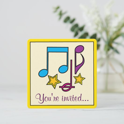 誕生日シアター、ミュージカルまたはムービーパーティーとメモ 招待状 (スタンド正面)