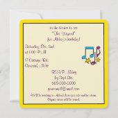 誕生日シアター、ミュージカルまたはムービーパーティーとメモ 招待状 (裏面)