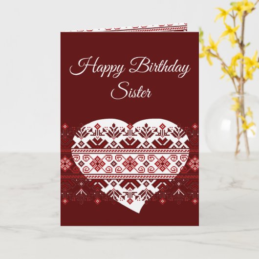 誕生日シスターウクライナフォークエスニック刺繍 カード (黄色い花)