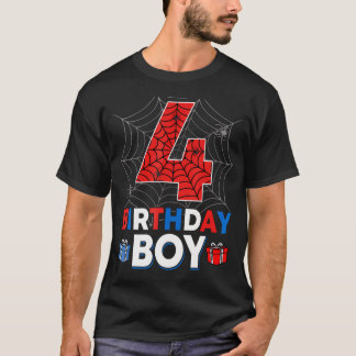 誕生日シャツスパイダーウェブ4歳4歳の誕生日 Tシャツ