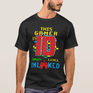 誕生日シャツビデオゲーム開錠レベル10年 Tシャツ