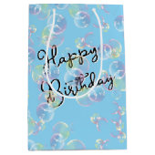 誕生日シャボン玉をライトブルー ミディアムペーパーバッグ (正面)