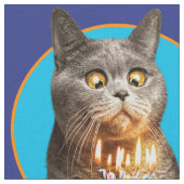 誕生日ショットガラス付き猫 ファブリック (クローズアップ)