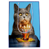 誕生日ショットガラス付き猫 ミディアムペーパーバッグ (裏面)