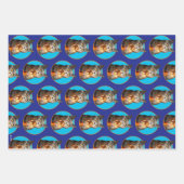 誕生日ショットガラス付き猫 ラッピングペーパーシート (正面3)