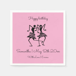 誕生日シルエットお祝いダンサーPink Gift スタンダードカクテルナプキン