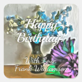 誕生日シルクとコーンフスクの花2190 スクエアシール (正面)