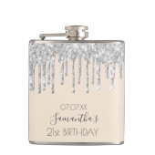 誕生日シルバークリームグリッタードリップフレンズ フラスク (正面)