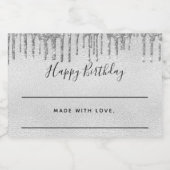 誕生日シルバーグリッタードリップズ自家製 フードラベル (シングルラベル)