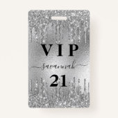 誕生日シルバーグリッタードリップメタルvip招待 バッジ (正面)