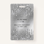 誕生日シルバーグリッタードリップメタルvip招待 バッジ (裏面)