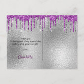 誕生日シルバーグリッターパープル感謝していユーモダンについて ポストカード (裏面)