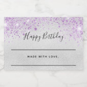 誕生日シルバーグリッターパープル自家製 フードラベル (シングルラベル)