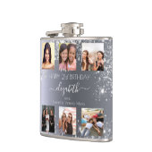 誕生日シルバーグリッターフォトコラージュのフレンド名 フラスク (左)