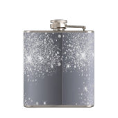 誕生日シルバーグリッターフォトコラージュのフレンド名 フラスク (裏面)