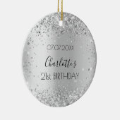 誕生日シルバーグリッター友達の名前クリスマス セラミックオーナメント (右)