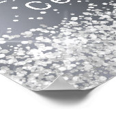 誕生日シルバーグリッター名ようこそ ポスター (角)