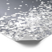 誕生日シルバーグリッター名パーティー歓迎 ポスター (角)