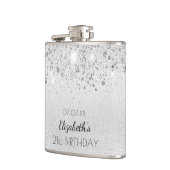 誕生日シルバーグリッター最高ののフレンド名 フラスク (左)
