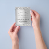 誕生日シルバーグリッター輝く予算の招待 チラシ (手)