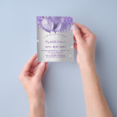 誕生日シルバーバイオレットグリッター予算 チラシ (手)