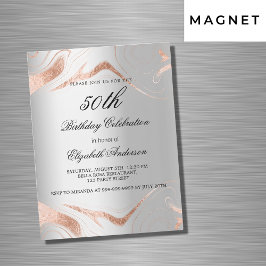 誕生日シルバーバラ金ゴールドマーブルラグジュアリー マグネット招待状