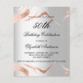 誕生日シルバーバラ金ゴールド大理石予算の招待 チラシ (正面)